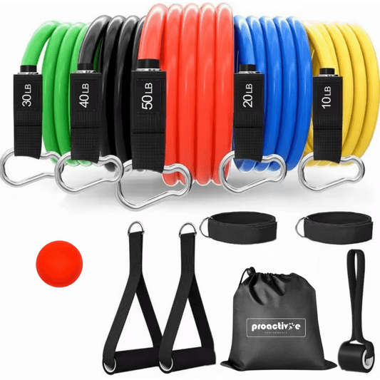 ProActive All - in - One Portable Gym Kit – 150LB Resistance Bands with Massage Ball - ProActive Performance